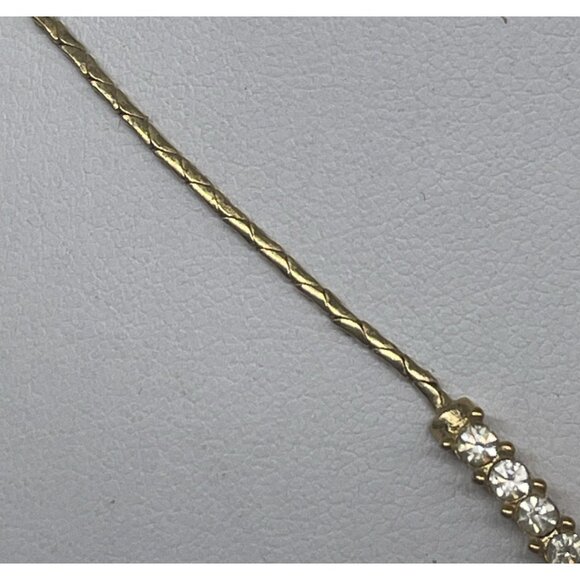 Vtg Christian Dior CD Authentic Gold V-Shaped Rhinestone Crystal Necklace 15” +2 - Picture 3 of 9